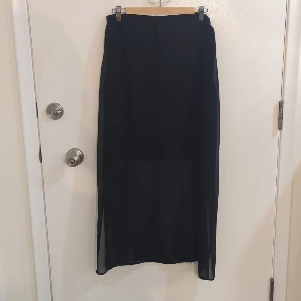 🔥 Point zero polyester skirt, late 90s, black, size large - Picture 2 of 3